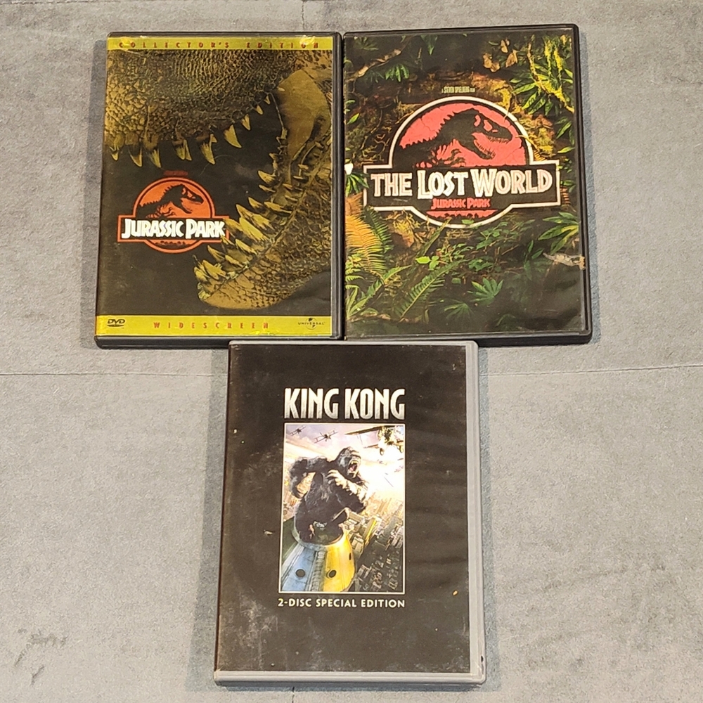 JURASSIC PARK & JURASSIC PARK - THE LOST WORLD & KING KONG (2005) DVD BUNDLE
